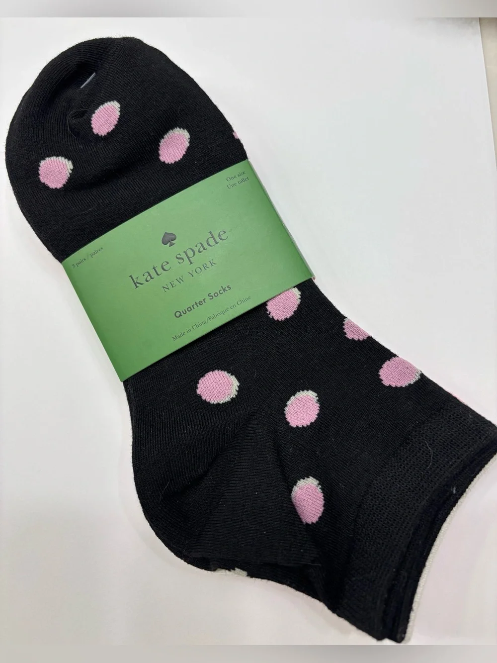 Kate spade polka dot quarter socks 3 pack NWT